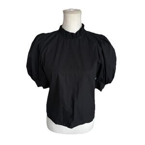 Hunter Bell New York Black Cotton Puff Sleeve Blouse Top Women’s Medium